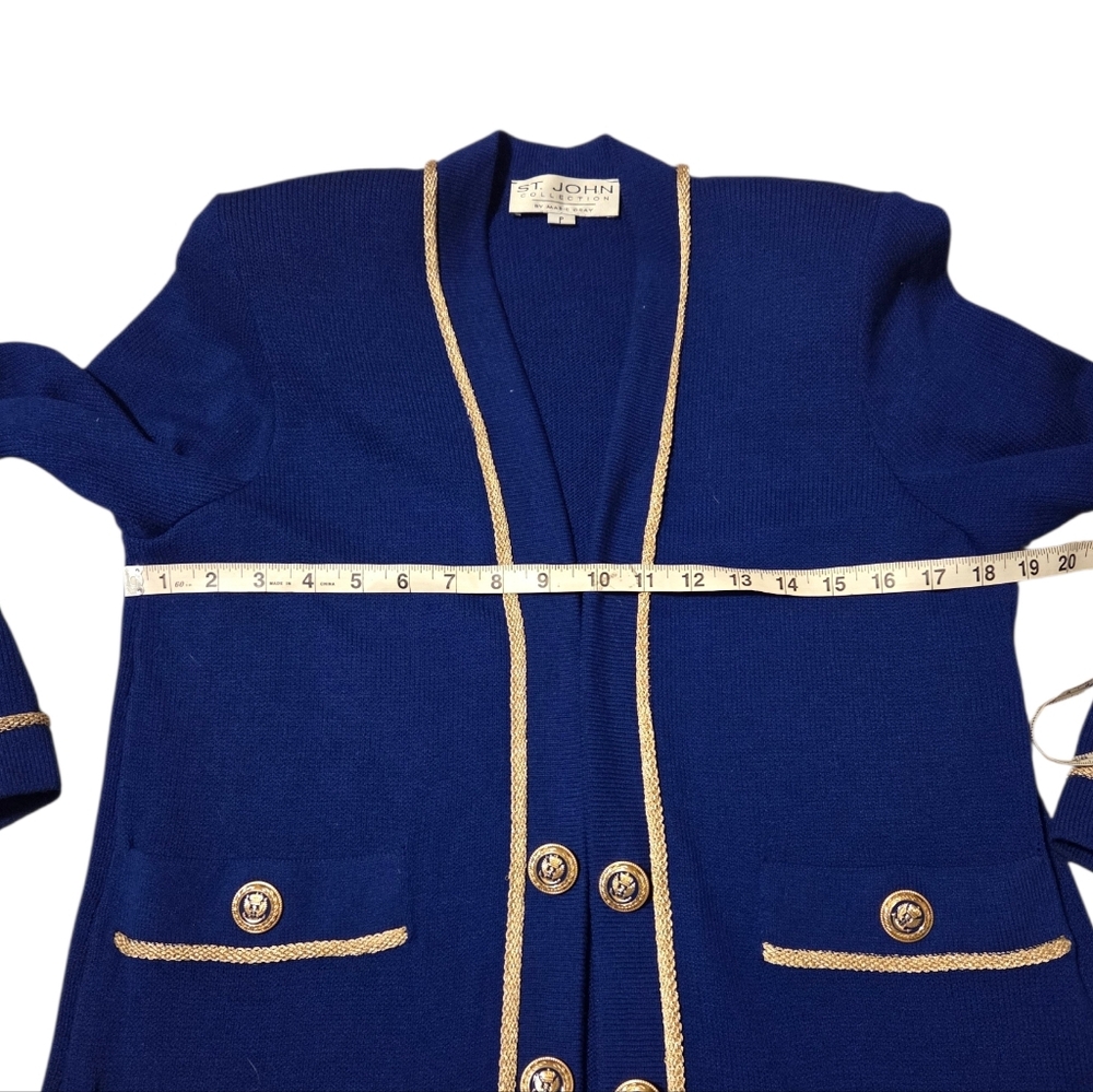 St. John Collection Marie Gray Military Jacket Cardigan Santana Knit Vintage - Picture 9 of 11